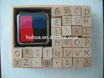wooden box packed stamp set plastic kid stamp for promotion eva material