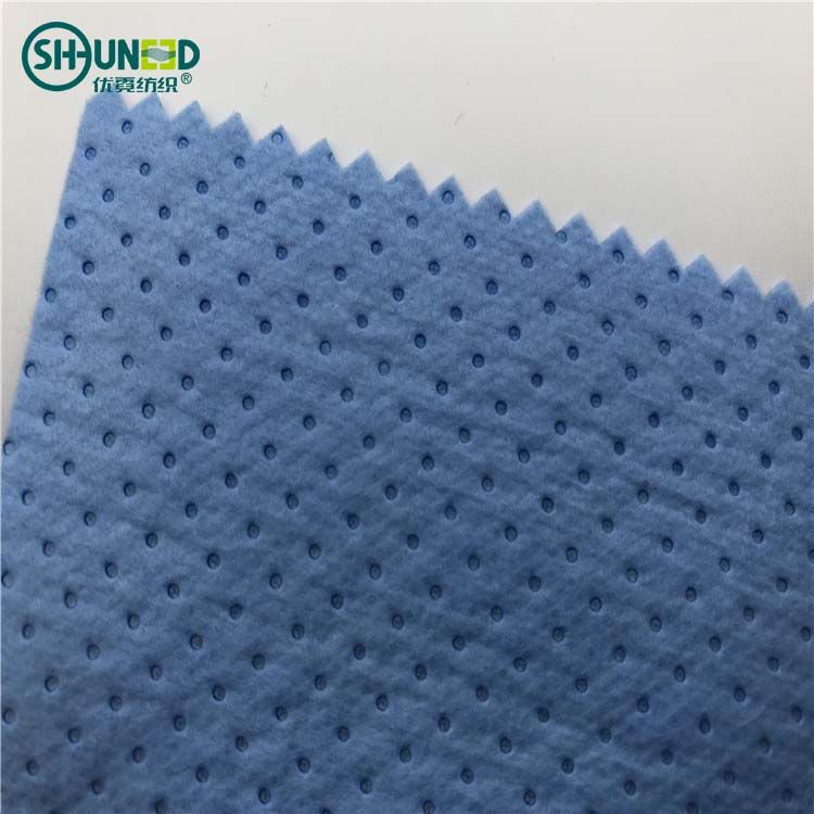 Heavy weight Blue Spunbond+Melt blown+Spunbond SMS non-woven fabric for medical bed sheet 20G PE with 80G SMS spunbond