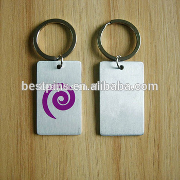 retangle shape silk printing aluminum keyring