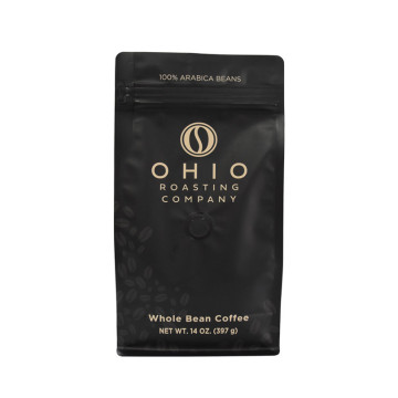 Heat-Sealed Black Stand-Up Zipper Coffee Bags With Pull Tab