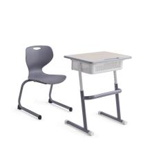 Adjustable single school students study desks and chairs