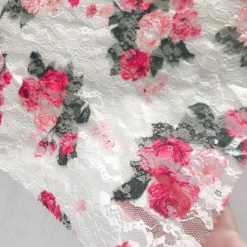 Floral Printed Lace Fabric