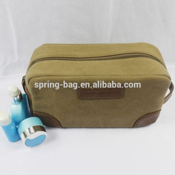 Factory wholesale canvas bottom stitching makeup bag for man