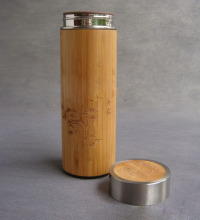 drinking cup vacuum flask natural bamboo double wall wholesale gifts vacuum flask/vacuum cup