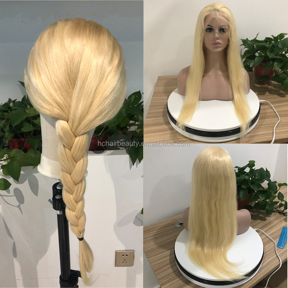 Wholesale Transparent Virgin Brazilian Straight 613 Honey Blonde 360 Lace Front 100% Human Hair Blend Wigs