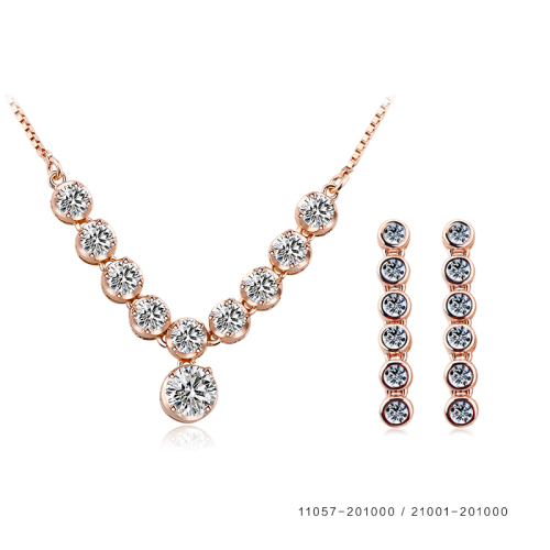 Wholesale custom made wedding women Austria crystal necklace earrings cz italian gold jewelry sets
