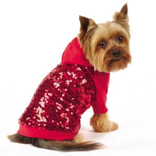 Sequin Dog Pullover Sweatshirt Red / Custom Dog Hoodies Apparel For Small Dogs