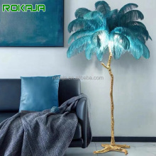 Golden Body Ostrich Feather Floor Lamp for Bedroom and Living Room