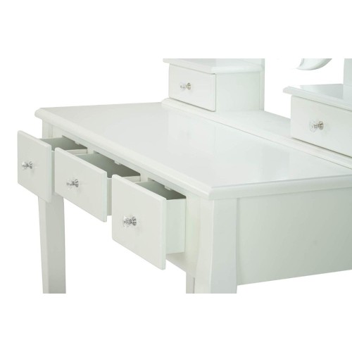 LED Lights White Fineboard Mirrored Dressing Table