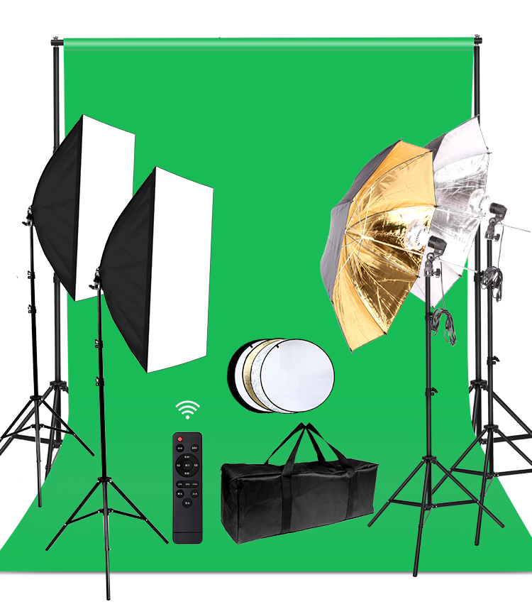 Fotografia Softbox Parasol Zestaw oświetleniowy Sprzęt studyjny 6.6*10ft System stojaka tła z żarówką LED 2700K-5500K do strzelania