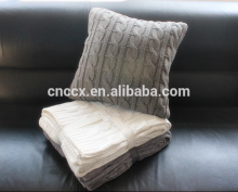 16JW637 100%cashmere home texitle cable knit cushion cover