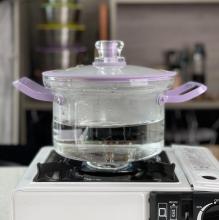 Borosilicate 22cm Transparent Glass Cooking Pots 3.6L