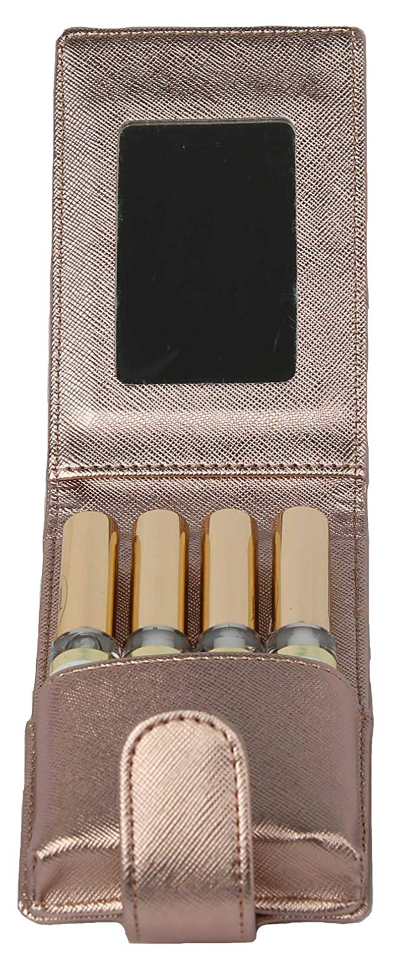 Burgundy Metallic Saffiano Leather Lipstick Case With Mirror Holds 4 Regular Sized Tubes of Lipstick or LipSense