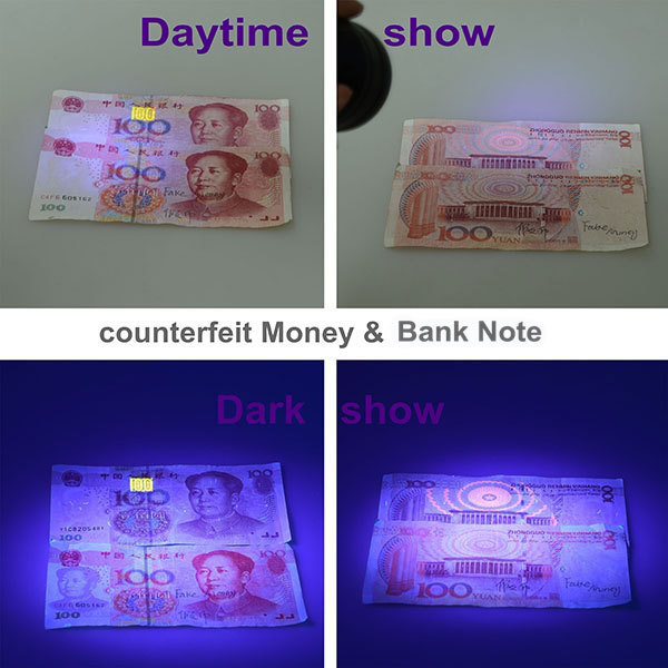 Pocket Flashlight 365nm 3W LED Ultraviolet Lamp UV Black Light Pen Torch