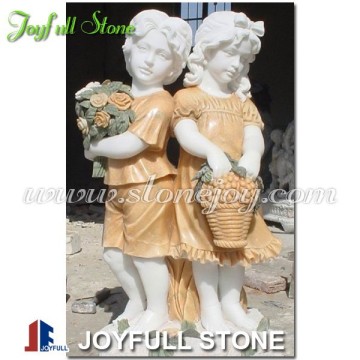 Garden Marble Sculpture Statue of Boy and Girl