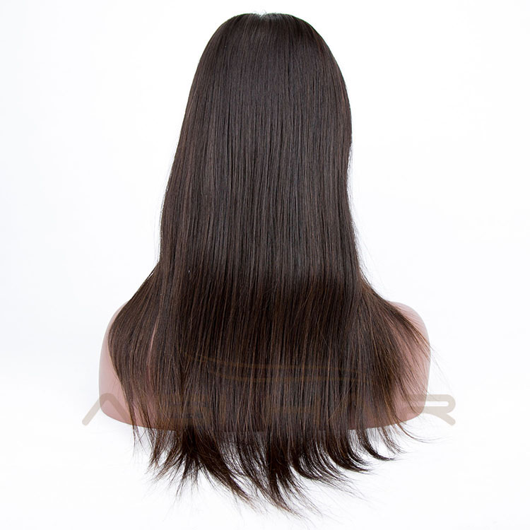 Aisi Hair New Arrival Natural Black Long Silky Straight Malaysian Full Lace Human Hair Wigs With Bangs