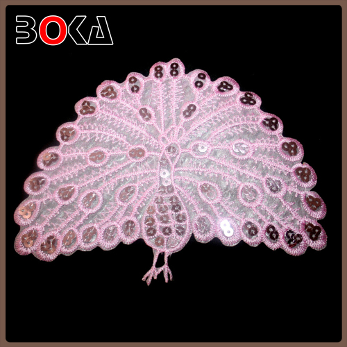 Good quality Fashion pink peacock sequins applique for women garment