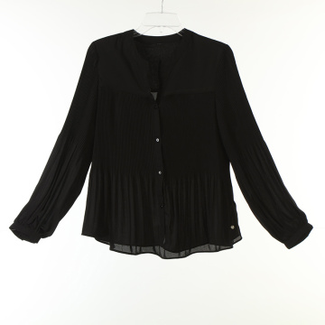 Pleats Solid Long Shirts