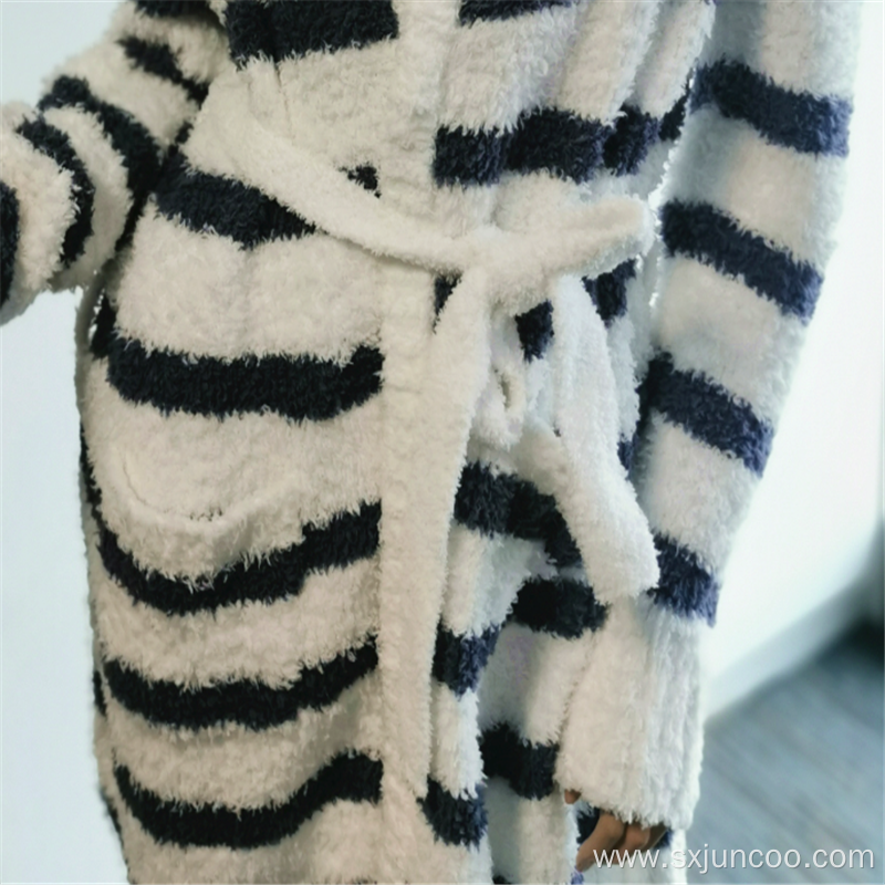 Horizontal Stripes Women's Hooded Pajamas