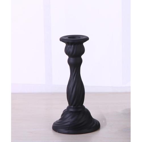 Glass Matt Black Twist Candle Stick Holder