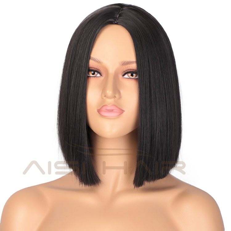 Black ForBlack Women Wigs Cosplay Party Short Bob Silky Straight Heat Resistant Synthetic Fiber Hair Wigs