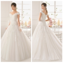 sexy cap sleeve lace ball gown wedding dress for mature bride