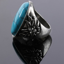 Charm Luck Fashion Jewelry Silver With Large Turquoise Ring