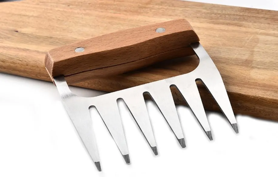 Professional Wooden Handle Stainless Steel Metal Meat Claws