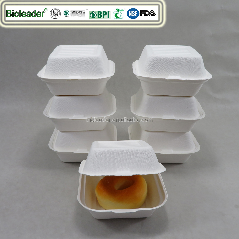 USA Europe Certificated Biodegradable Sugarcane Bagasse 9 inch 3 Compartment Box