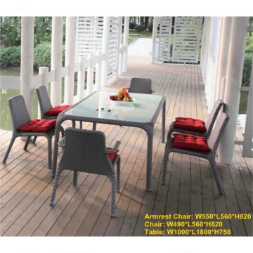 PE rattan dining table 6PCS Chairs set Viro Wicker Outdoor Furniture Garden DCD1007