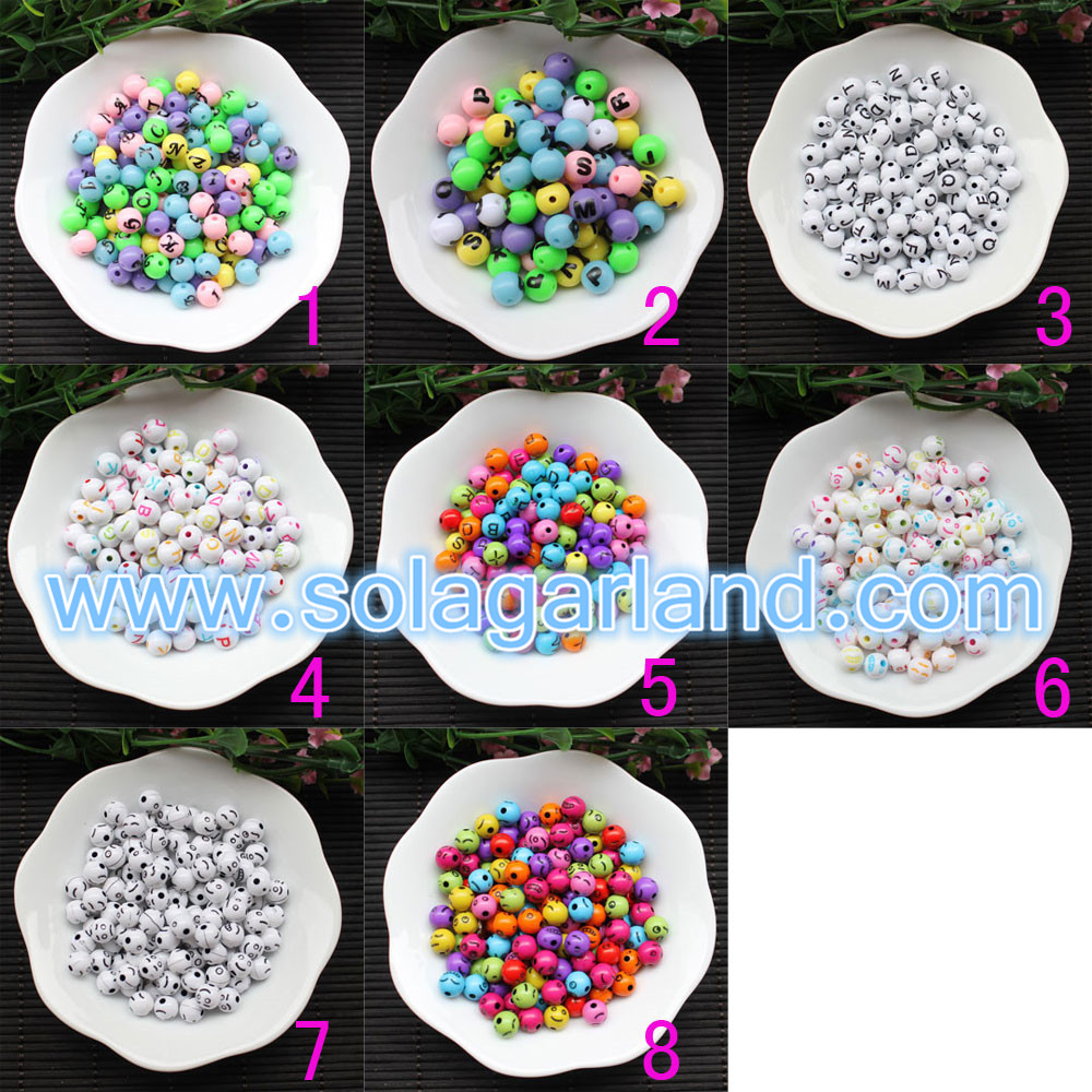 Plastic Round Smile Face Beads Charms