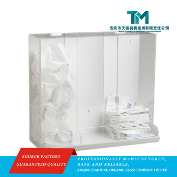 Clear Acrylic Glove Box with 4 Container Storage Holder