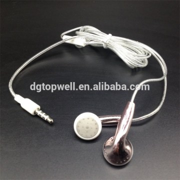 Rose golden metallic electroplating earphone with aluminium foil cord