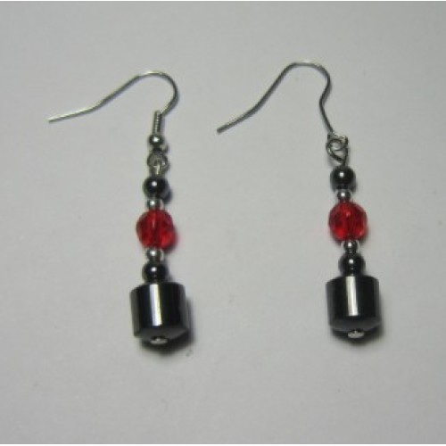 Hematite Earring with silver color finding