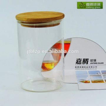 borosilicate airtight storage glass canister with wood lid