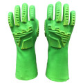 Guantes de impacto verde TPR con TPR en la mano de vuelta