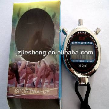 Metal 1/100 count up sport digital professional mechanical stopwatch