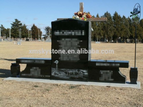 Good Quality Absolute Black Granite Serp Top Bench Headstone