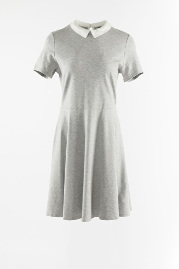 Grey Knitted Dress With Peter Pan Collar