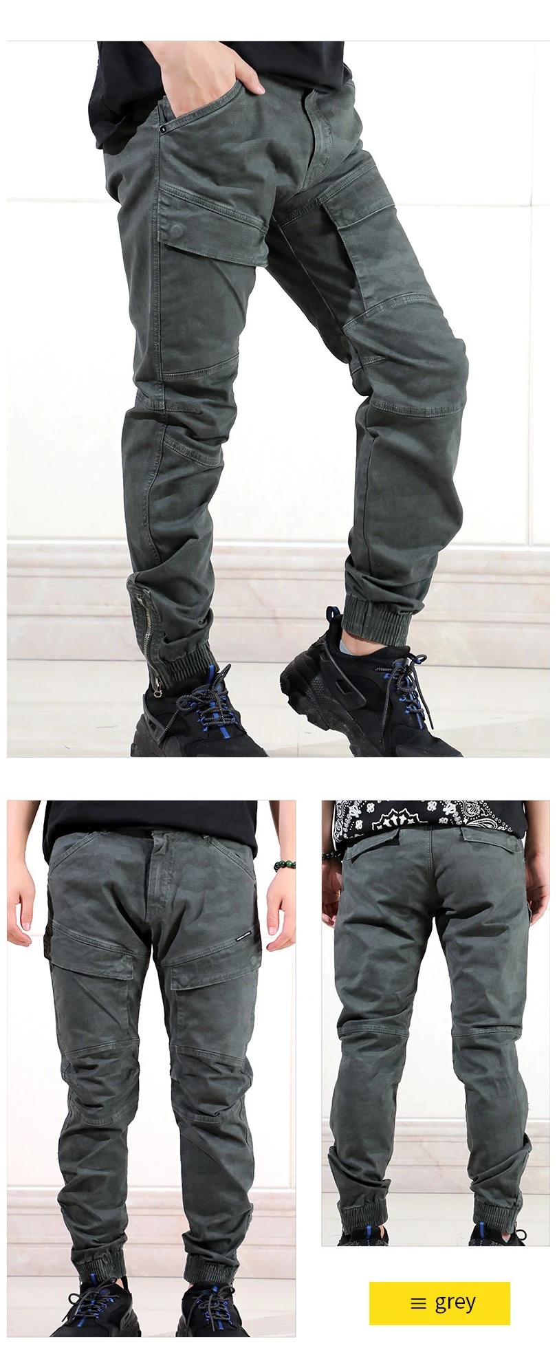 Mens Six Pocket Cargo Pants Wholesale Casual Grey Black Best Cargo Joggers