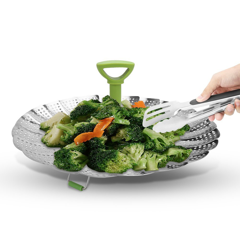 Steamer Basket Stainless Steel Vegetable Steamer Basket Folding Steamer Insert for Veggie Fish Seafood Cooking