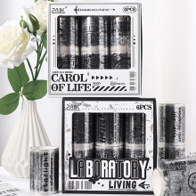 Personalized Lab English PET Tape: Creative DIY Scrapbook & Collage Decorating - Black & White Elements Stickers Roll