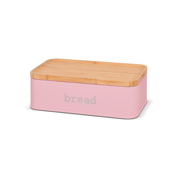Metal Bread Box with Wood Lid Bread Case