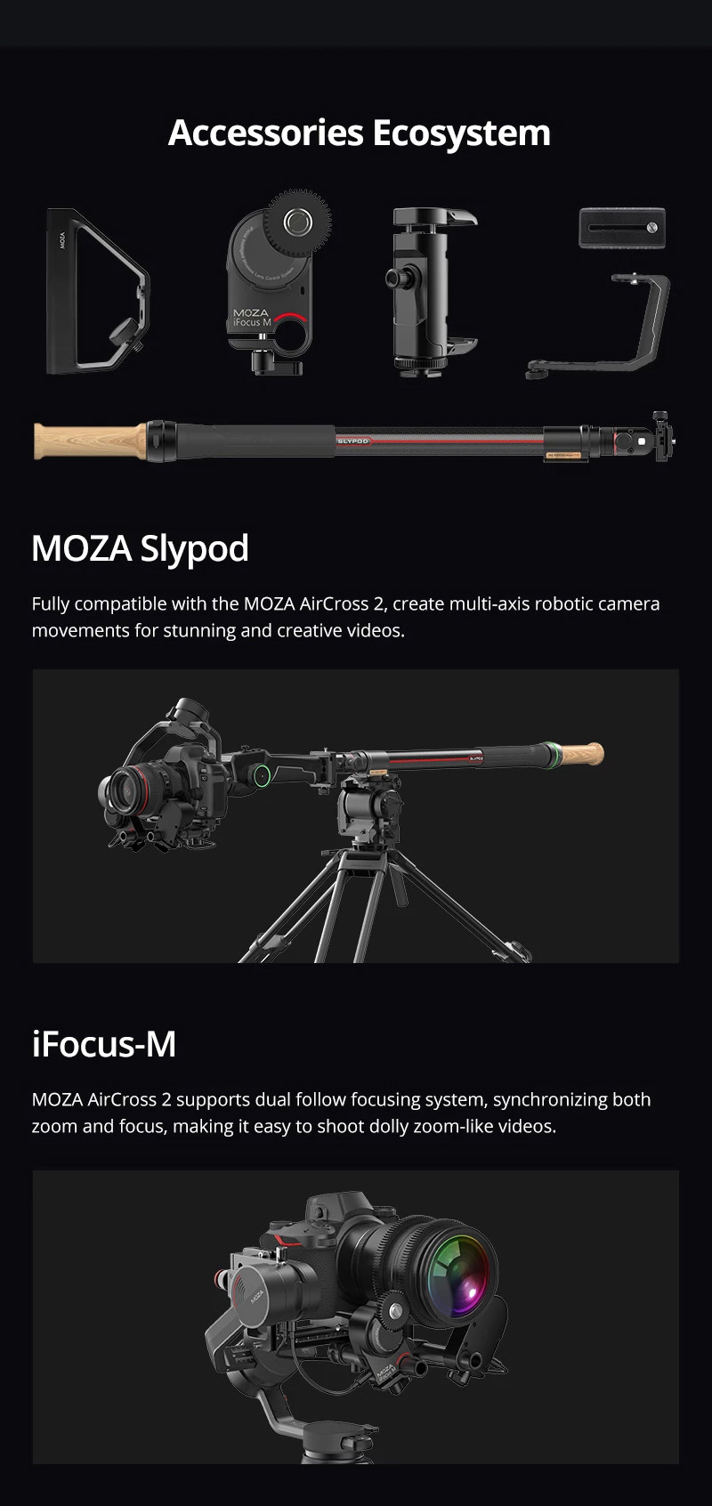 3.2kg Payload Moza Aircross 2 camera  Gimbal Stabilizer Steadycam with Arca plate and phone holder