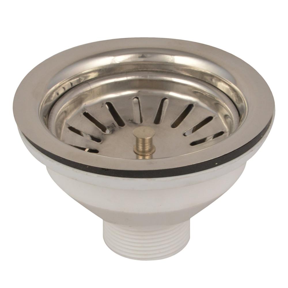 White Kitchen Sink Drainer With Strainer Basin Drain Pipe Sewer