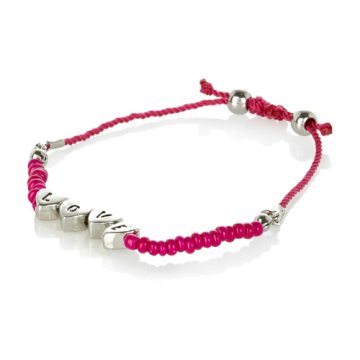 Hot Pink Love Bracelet Fabric Braided Bracelet