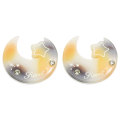 42mm Crescent Moon Form Harz Cabochon Flatback Star mit Simulation Diamant Dekoration für Haargreifer Haargummi Zubehör