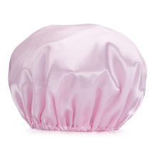 Customizable Dual Layer Waterproof Shower Cap: Reusable & Satin Finish with Elastic Band