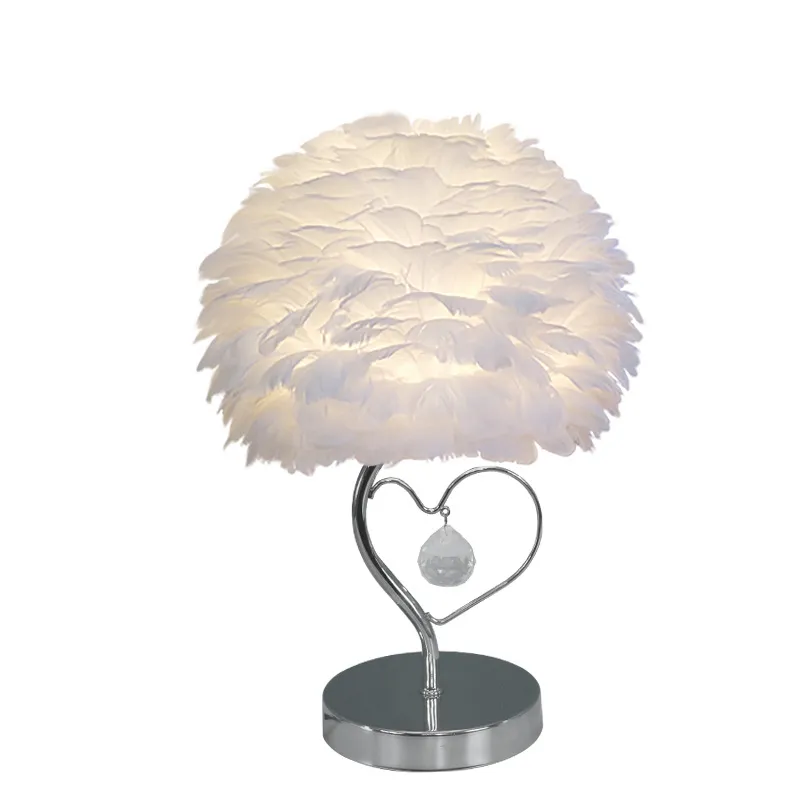 Elegant Goose Feather Heart Wing Desk Lamp for Living Room