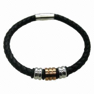 Men Leather Metal Bracelet, Fashionable Style and Unique Design, OEM Orders Accepted